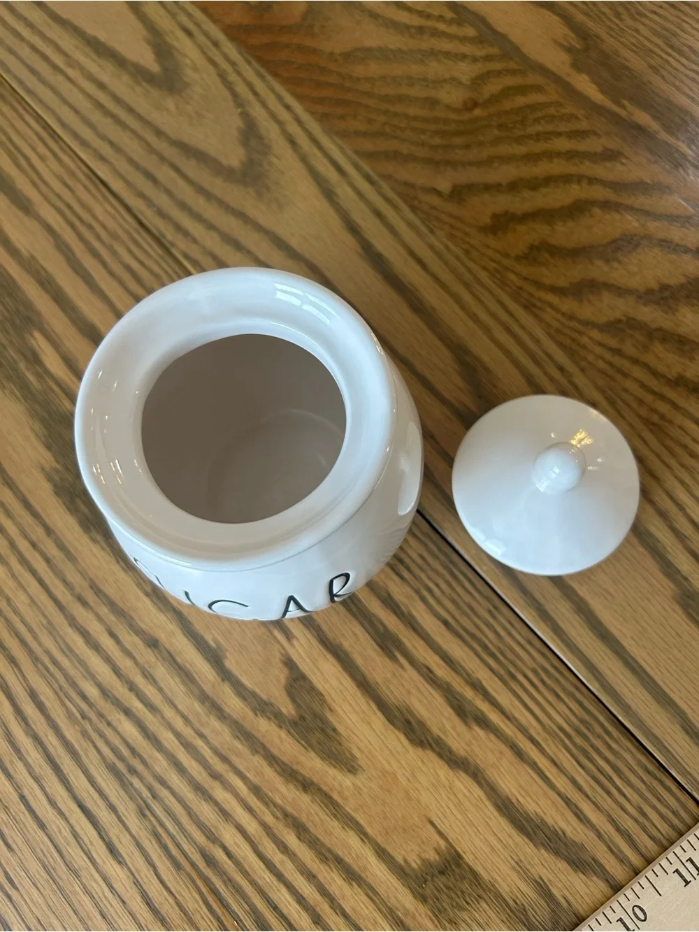 Rae Dunn White Ceramic Sugar Canister with Lid